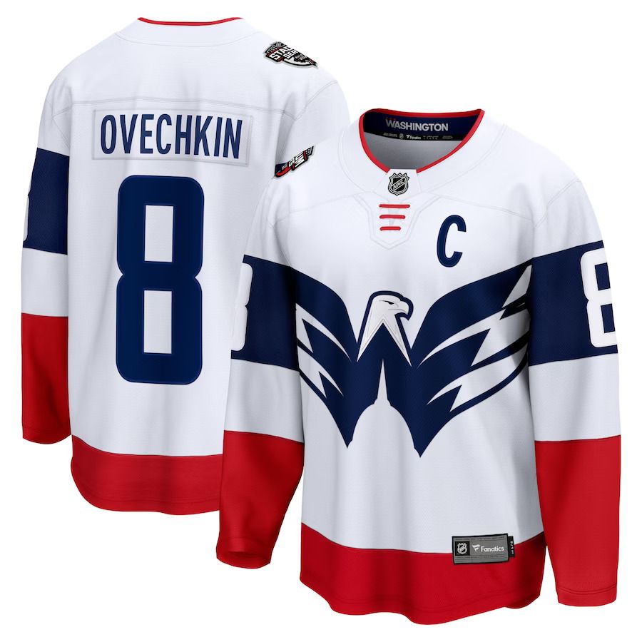 Men Washington Capitals 8 Alexander Ovechkin Fanatics Branded White 2023 NHL Stadium Series Breakaway Player Jersey